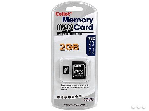 Cellet 2GB MicroSD for Microsoft KIN 1 Smartphone custom flash memory high-speed transmission plug and play with Full Size