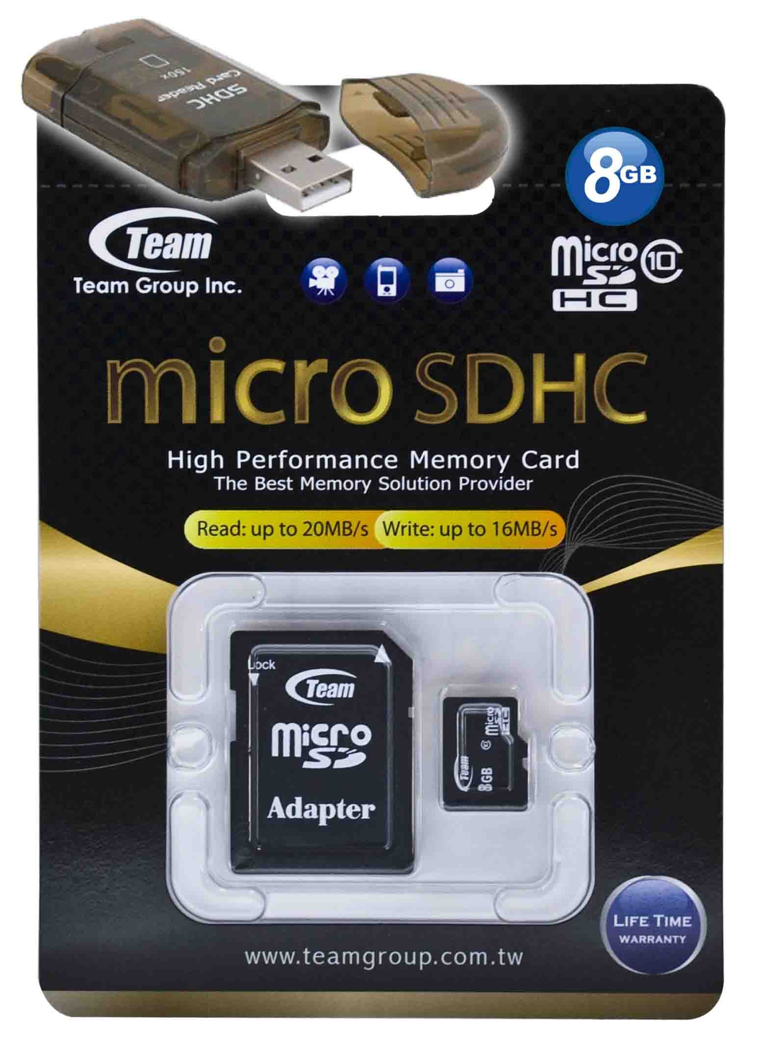 8GB Class 10 MicroSDHC Team High Speed 20MBSec Memory Card. Blazing Fast Card For Sansa Sansa Fuze Media. A free High Speed