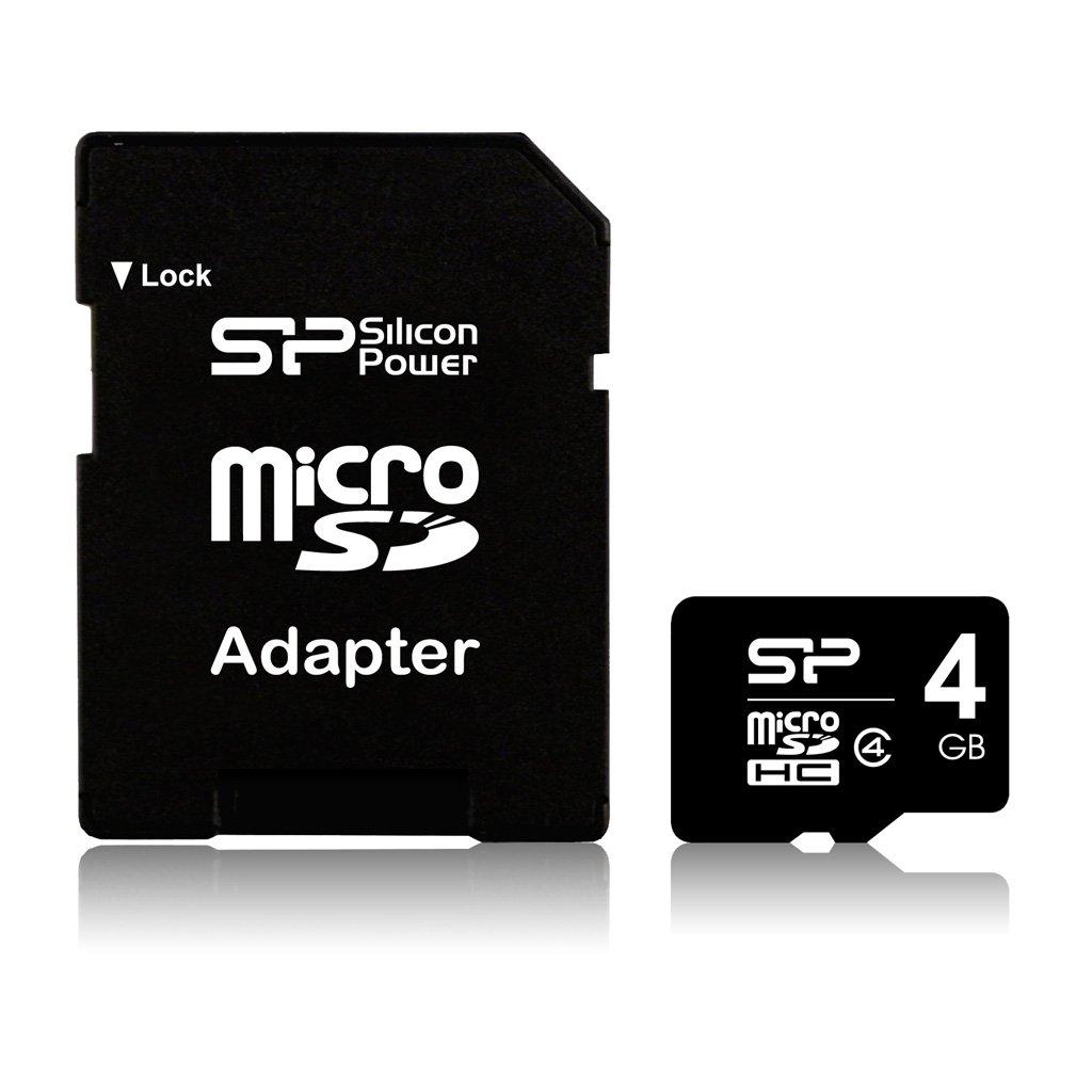 Silicon Power 4 GB microSDHC Class 4 Flash Memory Card with SD Adapter SP004GBSTH004V10-SP並行輸入品