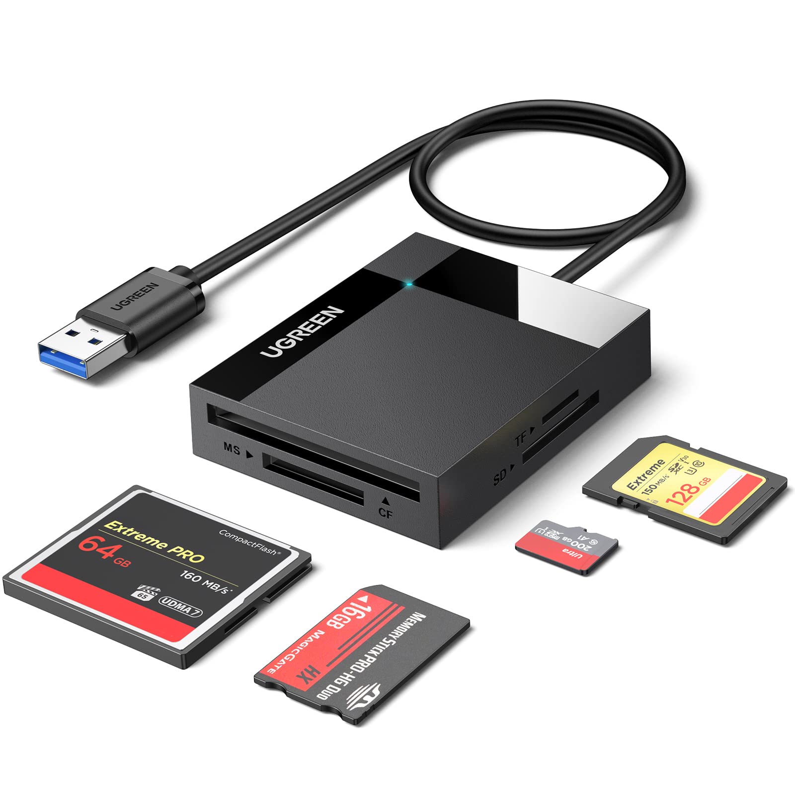 UGREEN SD Card Reader 4 in 1 Multi USB 3.0 Micro SD Memory Card Adapter for External Camera Photo SD SDXC SDHC TF MicroSD Mic