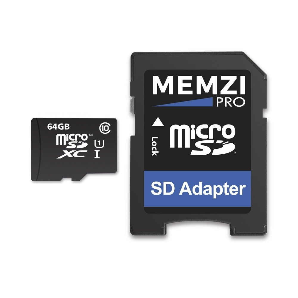 MEMZI PRO 64GB Class 10 90MBs Micro SDXC Memory Card with SD Adapter for Victure AC800 or Dragon Touch Vision 3 Sports Actio