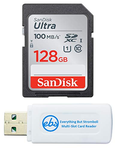 SanDisk 128GB SD Ultra SDXC Memory Card Works with Canon EOS Rebel T5 SDSDUNR-0128G-GN6IN Bundle with Everything But Stromb