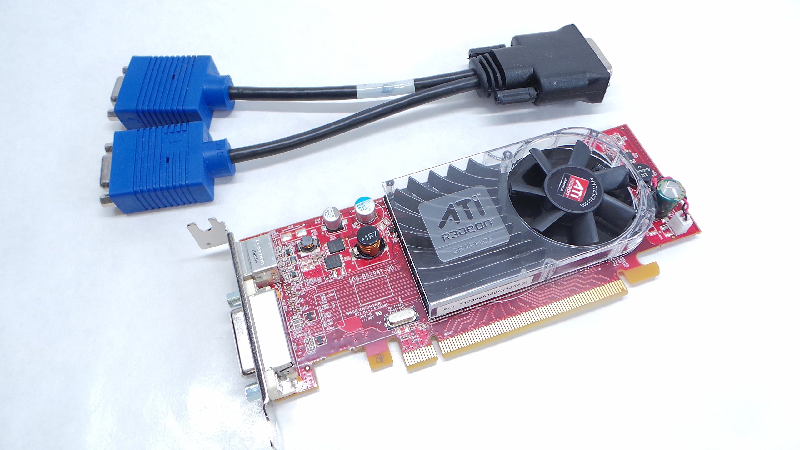 Dell Y103D DMS-59 Ati Radeon HD 3450 Low Profile Video Graphic Card with Dual VGA Splitter Adapter dongle PCI-e x16 256MB 0Y1