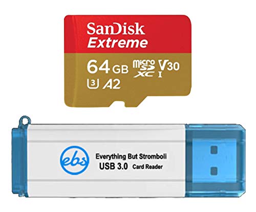SanDisk 64GB Memory Card Extreme Works with Gopro Hero 7 Black Silver Hero7 White UHS-1 U3 A2 Micro SDXC Bundle with 1 Ev