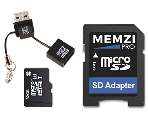 MEMZI PRO 32GB 90MBs Class 10 Micro SDHC Memory Card with SD Adapter and USB Reader for Apeman C860C760C660C580C570C560