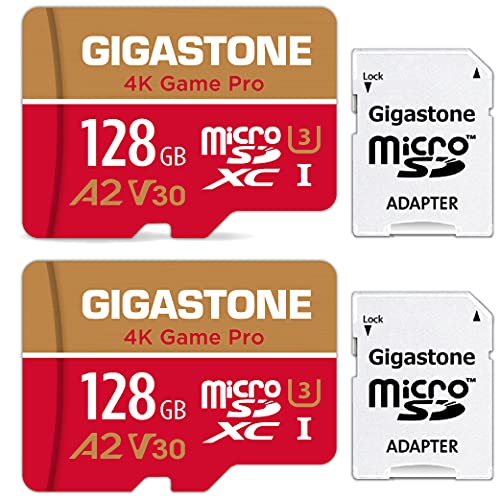 5-Yrs Free Data Recovery Gigastone 128GB 2-Pack Micro SD Card 4K Game Pro MicroSDXC Memory Card for Nintendo-Switch GoPr