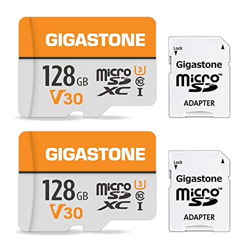 Gigastone 128GB 2-Pack Micro SD Card 4K Video Pro GoPro Surveillance Security Camera Action Camera Drone 95MBs MicoSD