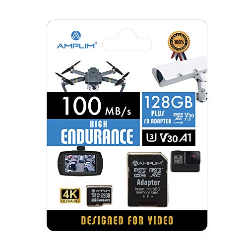 Amplim 128GB Micro SD Card MicroSD Memory Plus Adapter Extreme High Speed MicroSDXC SDXC U3 Class 10 V30 UHS-I TF Nintendo-
