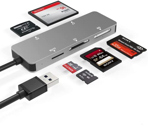 USB3.0 Card Reader Cateck 6 in 1 Aluminum Card Reader USB 3.0 5Gps High Speed TFSDMSM2XDCF Memory Card Solt Combo Ad