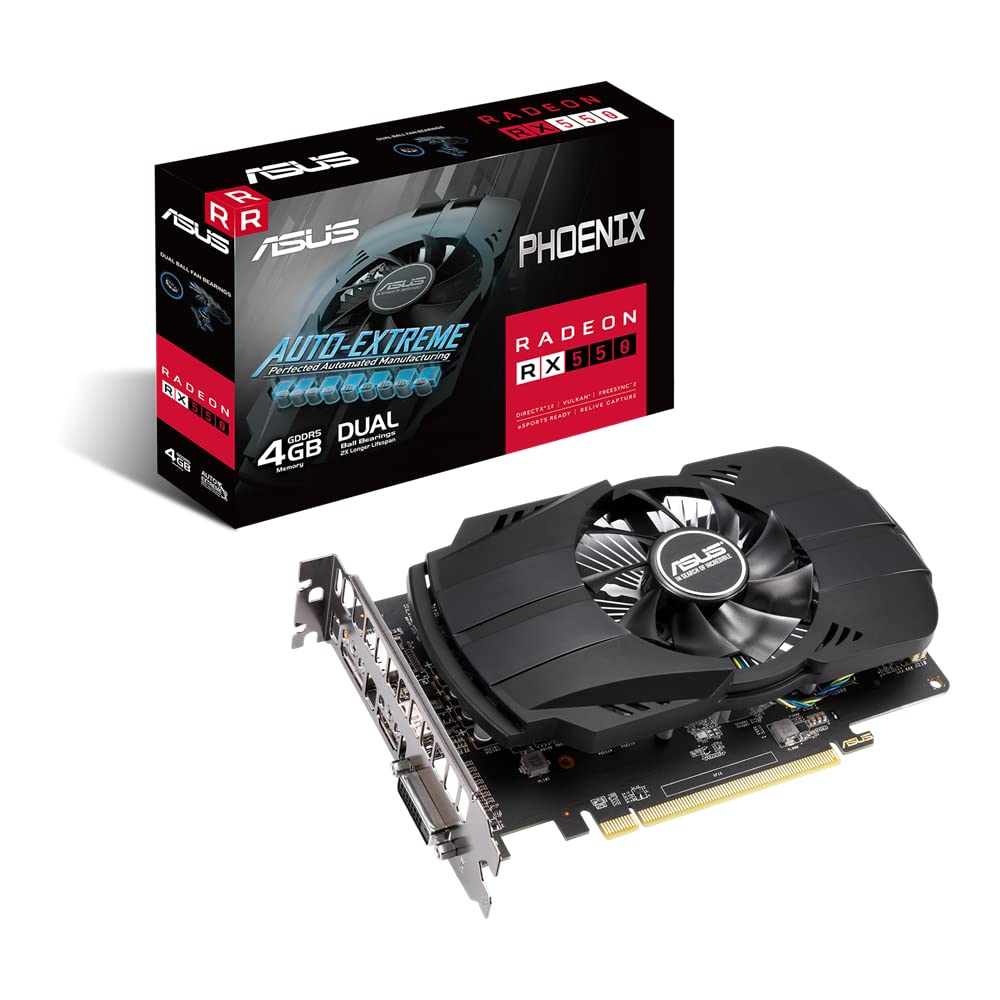 ASUSTEK - VIDEO CARDS ASUS Phoenix AMD Radeon RX 550 Graphics Card PCIe 3.0 4 GB GDDR5 Memory HDMI Display Port DVI-D