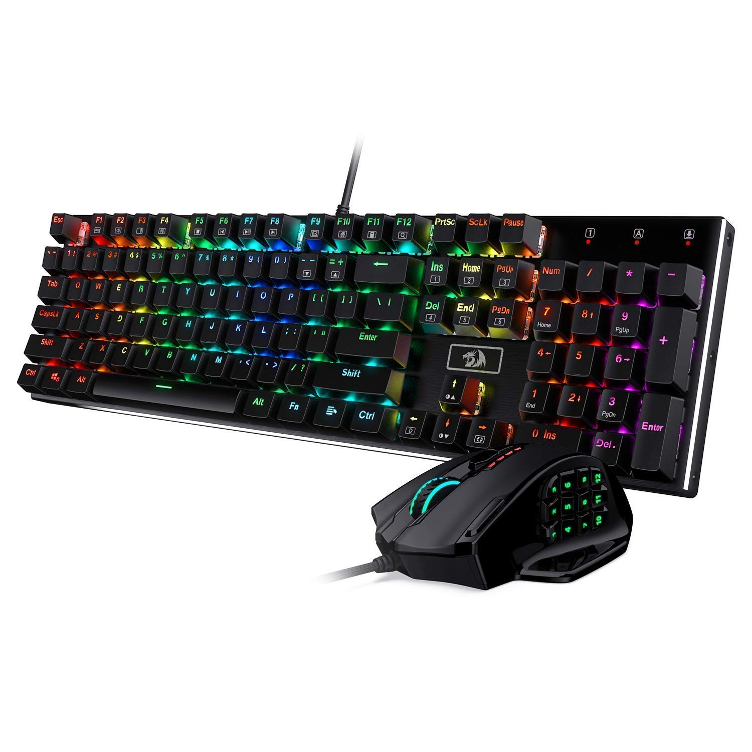 Redragon K556 RGB Mechanical Gaming Keyboard M908 MMO Gaming Mouse Bundle並行輸入品