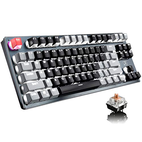 Bluetooth Mechanical Gaming Keyboard with LED Backlit 87 Anti-Ghosting Key Ergonomic Metal Plate WiredWireless USB Receiver