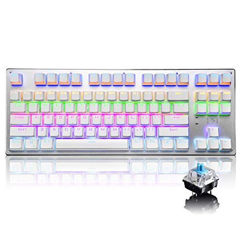 Bluetooth Mechanical Gaming Keyboard with Multi Backlit 87 Anti-Ghost Key Ergonomic Metal Plate WiredWireless USB Receiver R