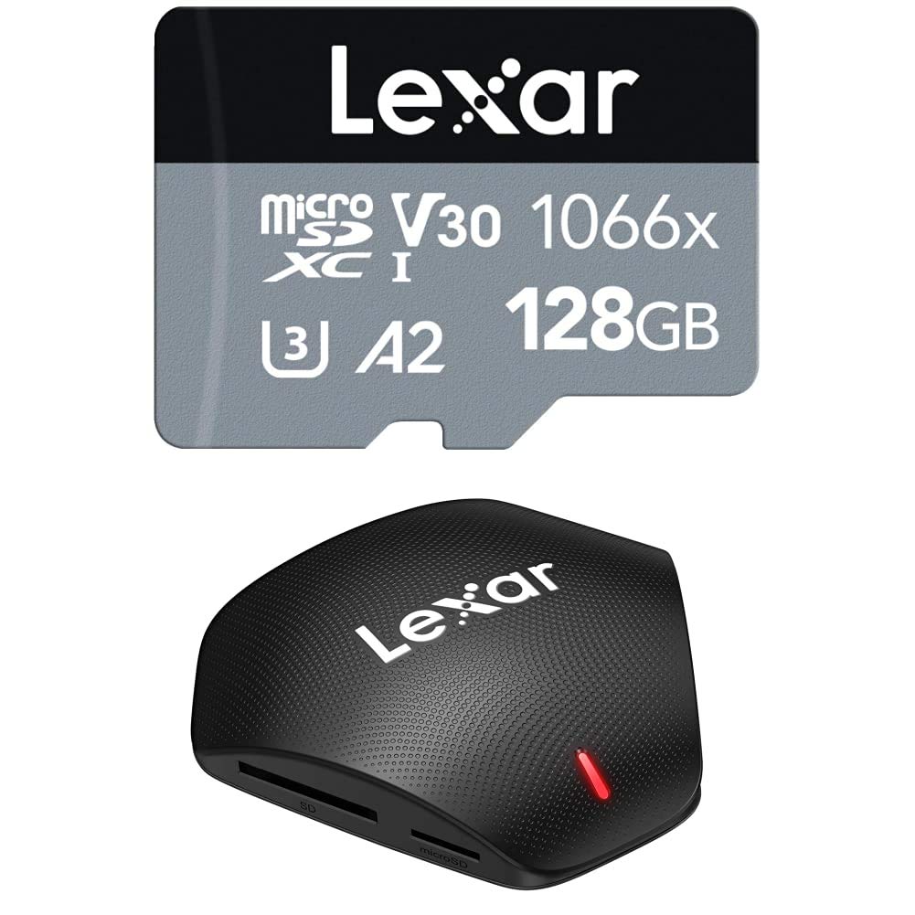 Lexar Professional 1066x 128GB microSDXC UHS-I Card wSD Adapter Silver Series Up to 160MBs Read with Lexar Professional Mu