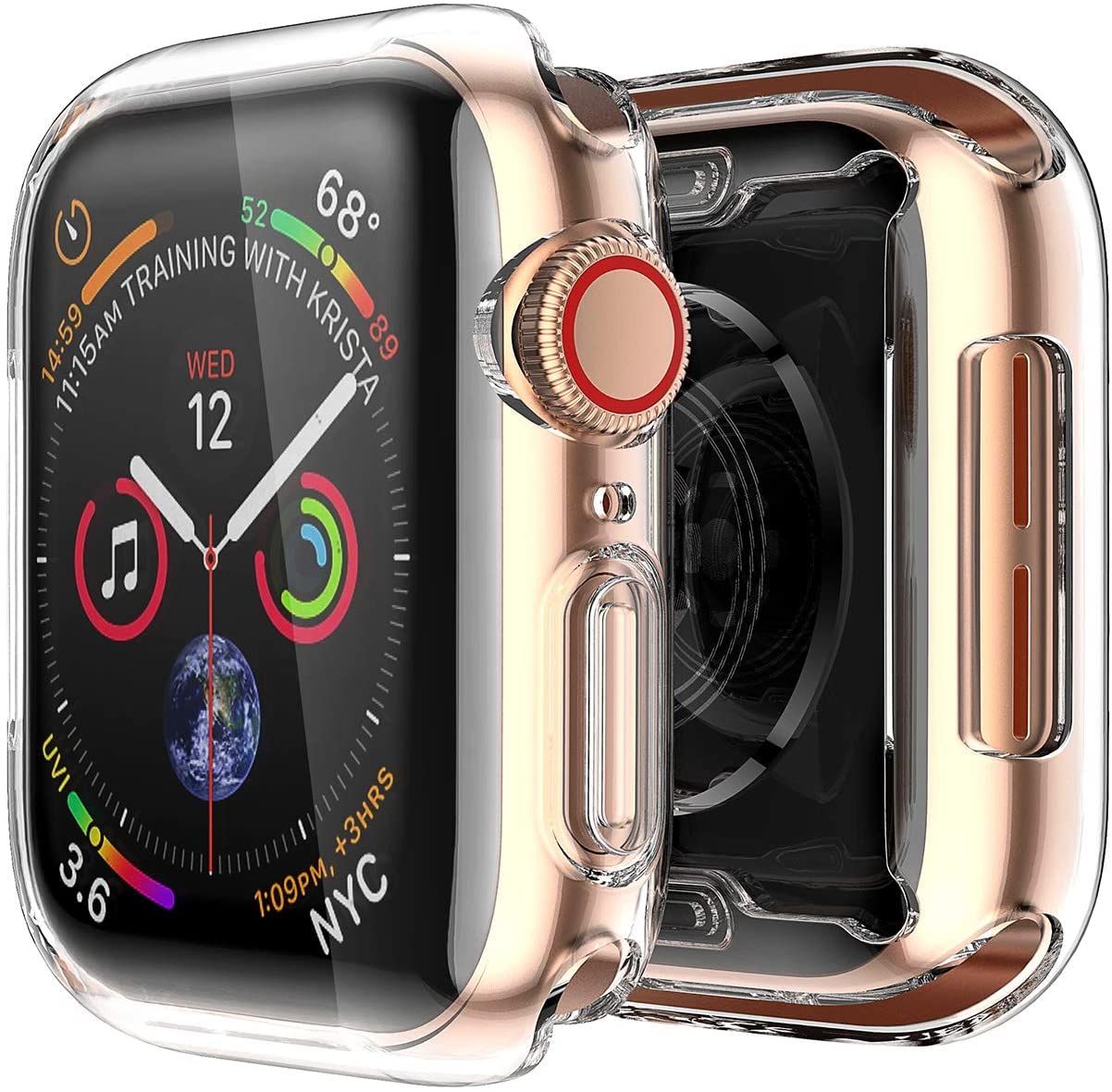 2 Pack Smiling Case with Built in TPU Screen Protector Compatible with Apple Watch Series 8 Series 7 41mm Soft Slim TPU Cas