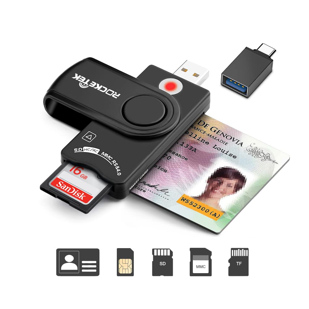 4-in-1 Type-C Multi Card Reader Type C CAC Reader DOD Military USB C Common Access CAC Card Reader for SDSDXCSDHCMicro SD