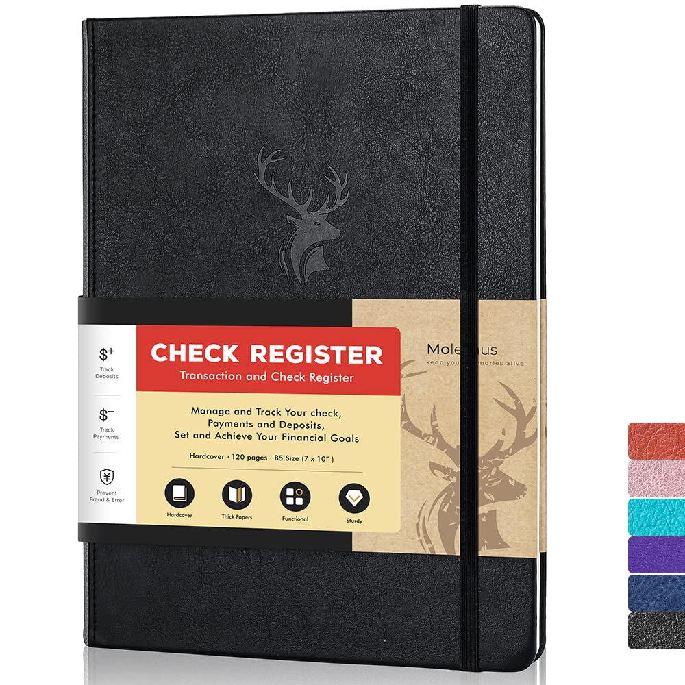 Molekaus Accounting Ledger Book Check Registers for Personal Checkbook Register for Personal or Business Large Size Hardcove