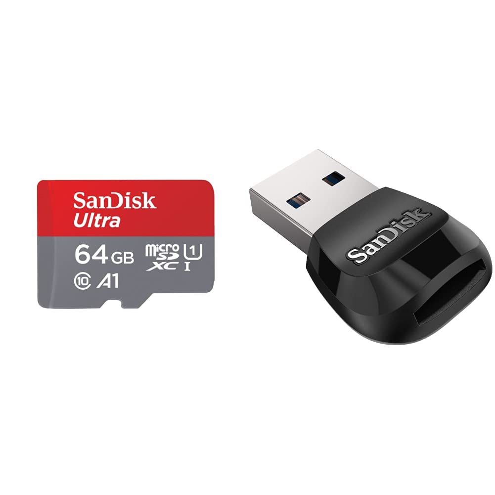 SanDisk 64GB Ultra microSDHC UHS-I Memory Card with Adapter - 120MBs C10 U1 Full HD A1 Micro SD Card - SDSQUA4-064G-GN6