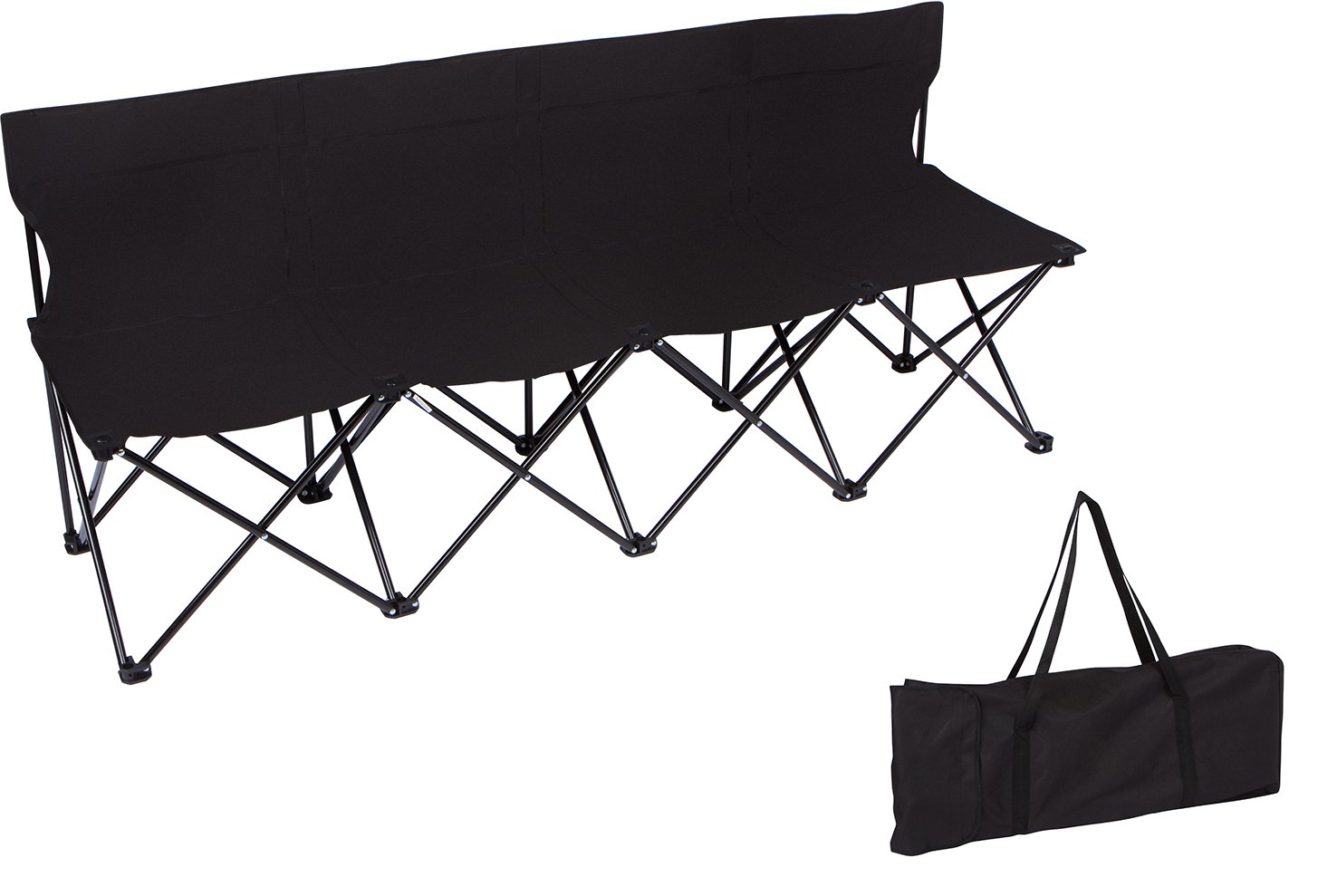 Portable 4-Seater Folding Team Sports Sideline Bench by Trademark Innovations Black並行輸入品