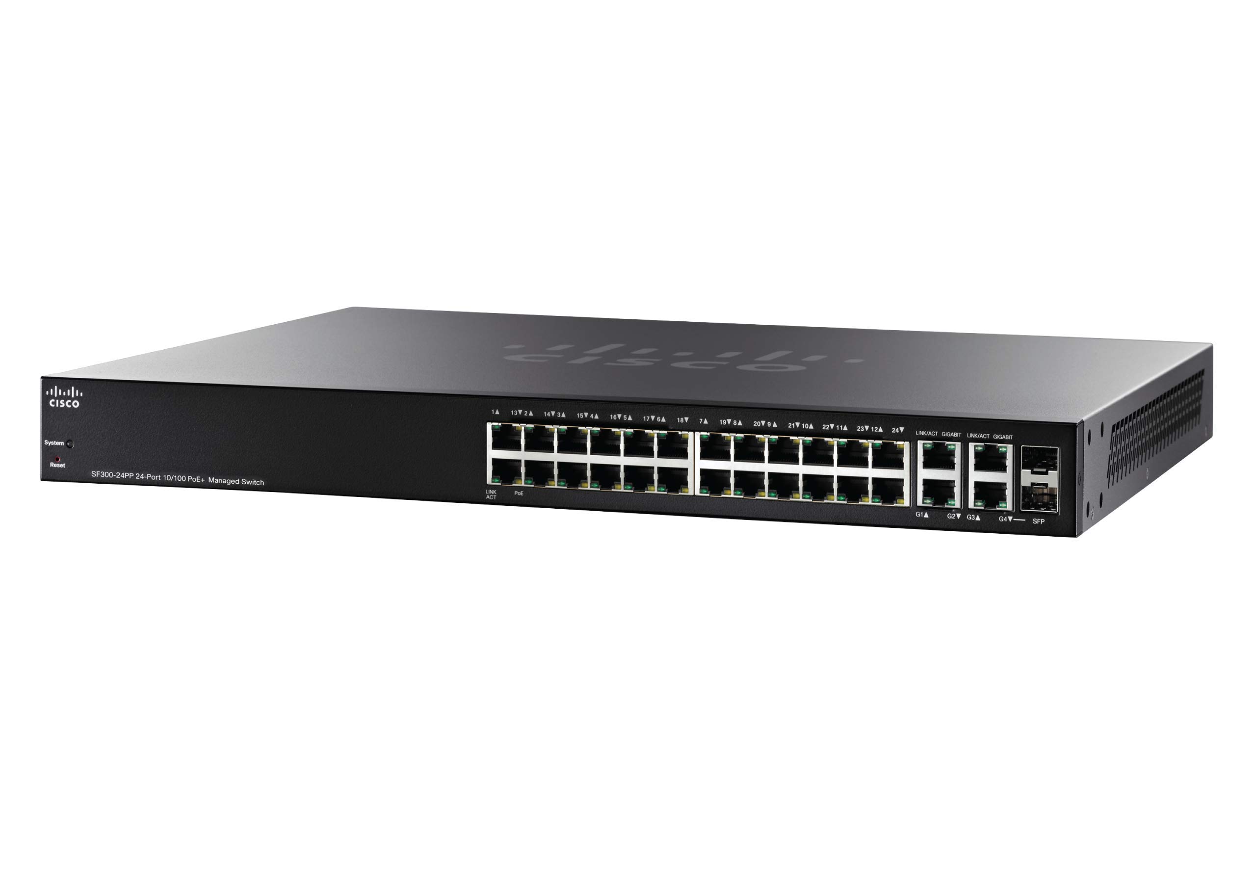 Cisco Refresh SF300-24PP Port 10100 PoE Managed Switch with Gigabit Uplinks SF300-24PP-K9NA-RF Remanufactured並行輸入