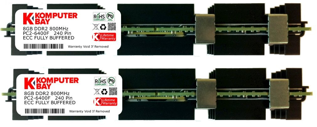 Komputerbay 16GB 2x 8GB DDR2 PC2-6400F 800MHz ECC Fully Buffered FB-DIMM 240 ピン 共 ヒートスプレッダ 対し