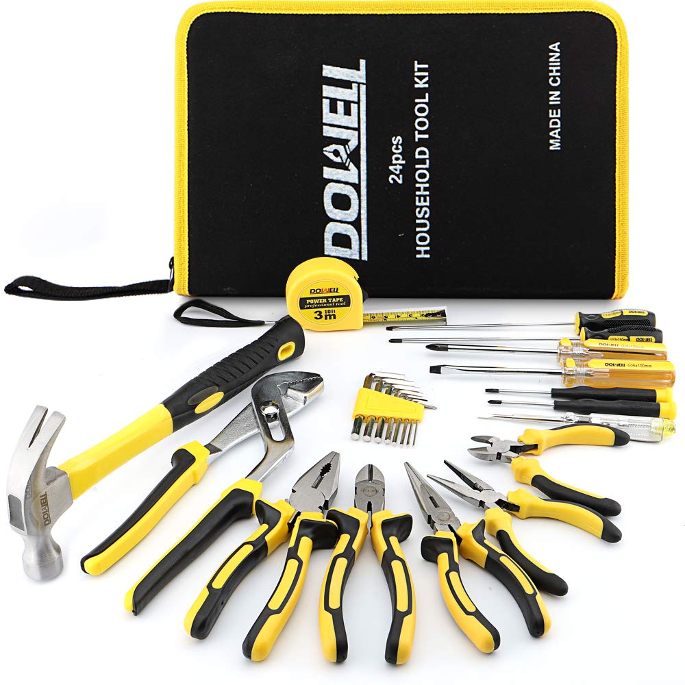 DOWELL 24 Pieces Homeowner Tool Set Home Repair Hand Tool Kit with Portable Tool Bag 141並行輸入並行輸入品