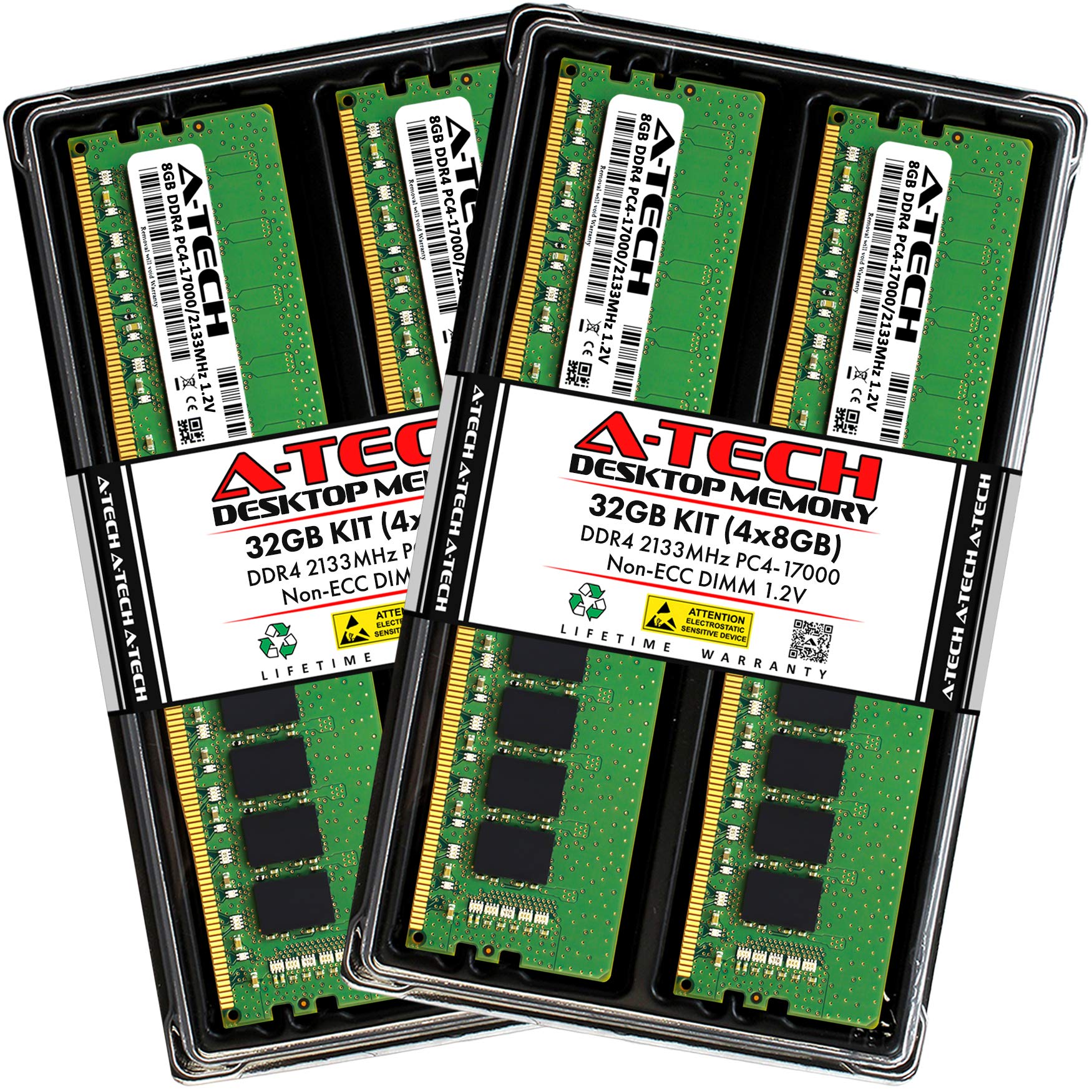 A-Tech 32GB 4x8GB DDR4 2133MHz DIMM PC4-17000 UDIMM 非ECC 1.2V CL15 288ピン デスクトップコンピューター RAM
