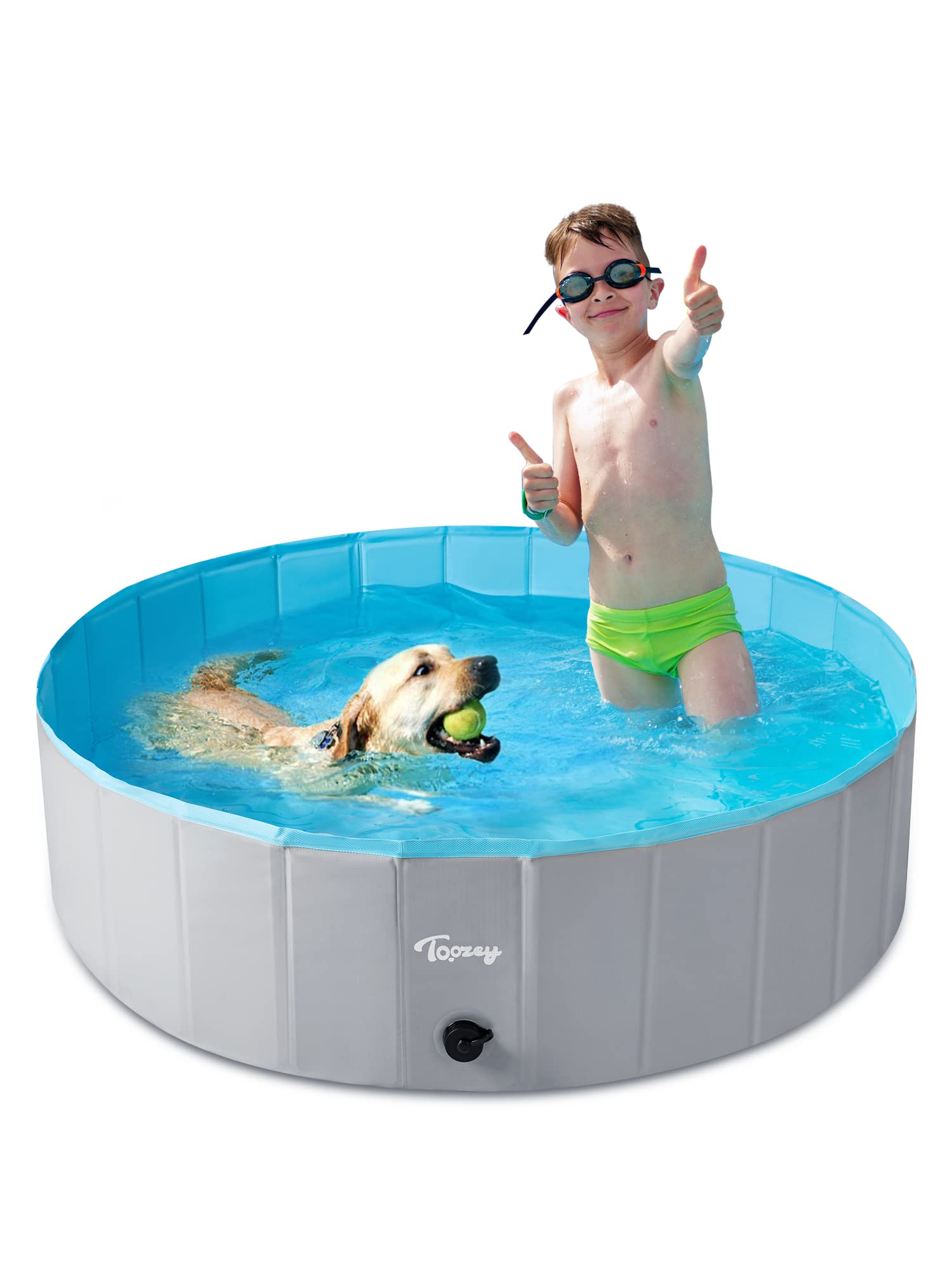 Toozey Dog Pool 47.2 x 11.8 Slip-Resistant Kiddie Pool Foldable PVC Dog Pet Swimming Pool Hard Plastic Pool for Kids Po