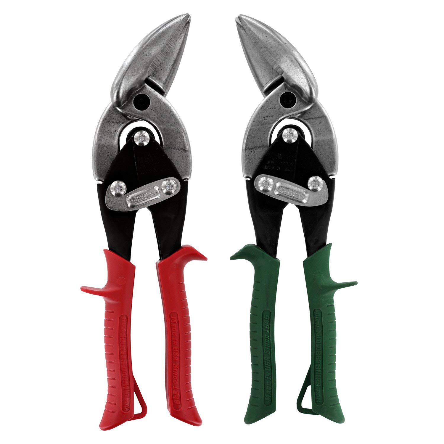 MIDWEST Aviation Snip - Left and Right Cut Offset Stainless Steel Cutting Shears with Forged Blade KUSHN-Power Comfort Gri