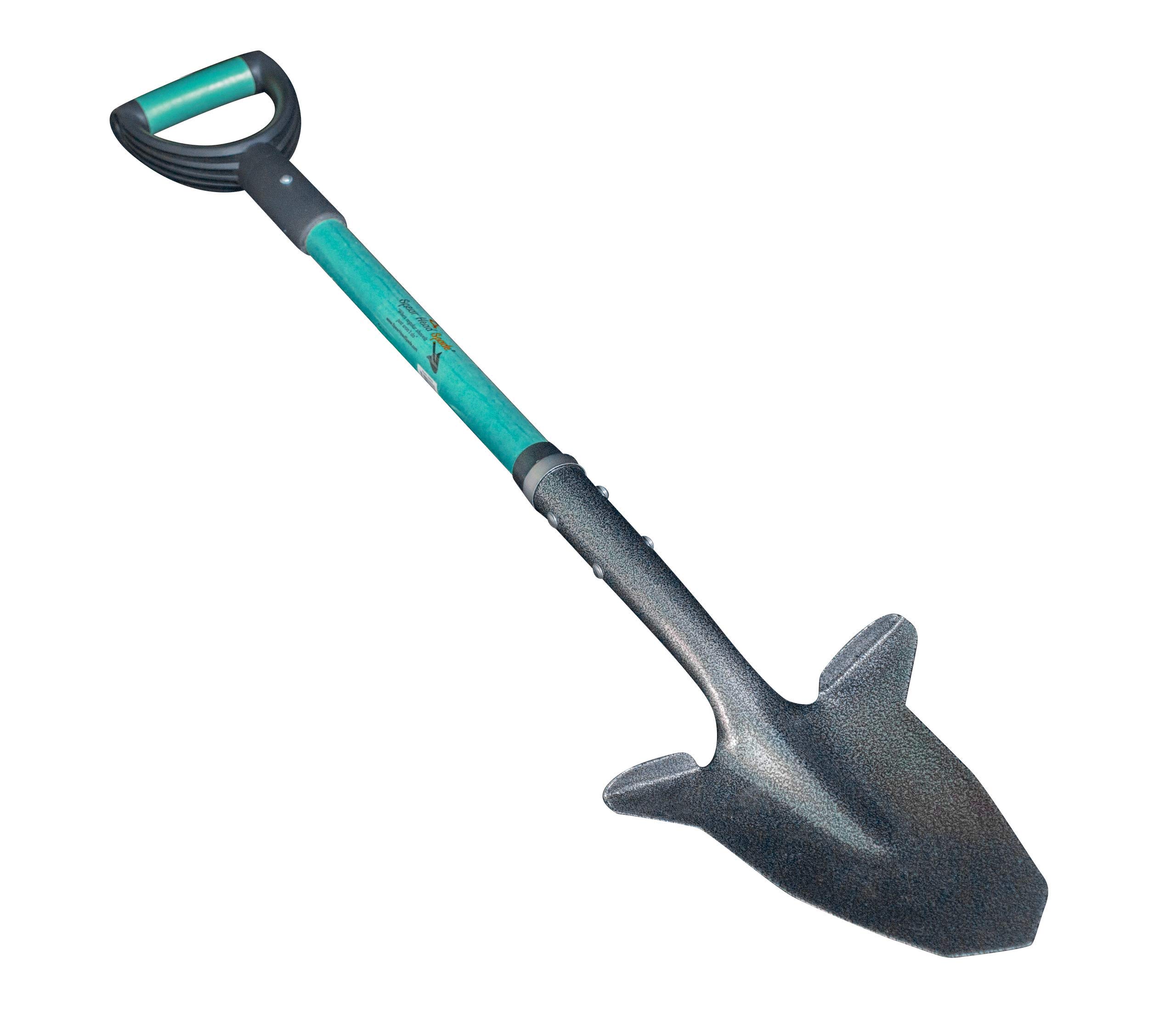 Spear Head Spade Gardening Shovel with Steel-Reinforced Fiberglass Handle Cushioned D-Grip and Sharp Hardened-Steel Blade
