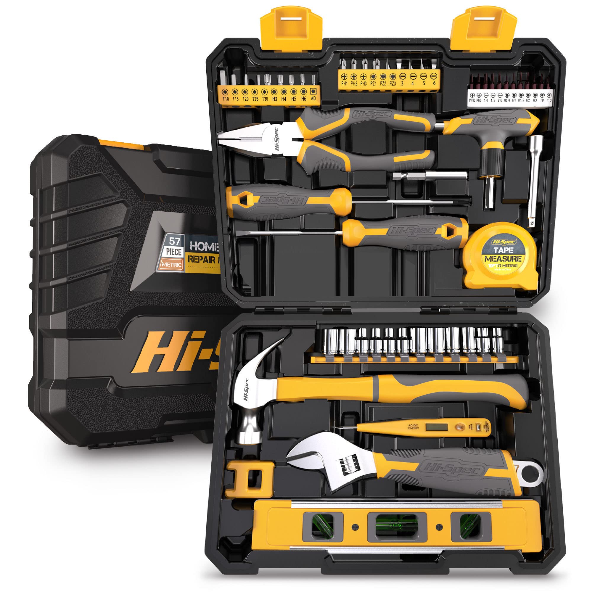 Hi-Spec 57piece Home Garage Mechanics Tool Kit Set. Complete Essential Hand Tools for DIY Repairs並行輸入品