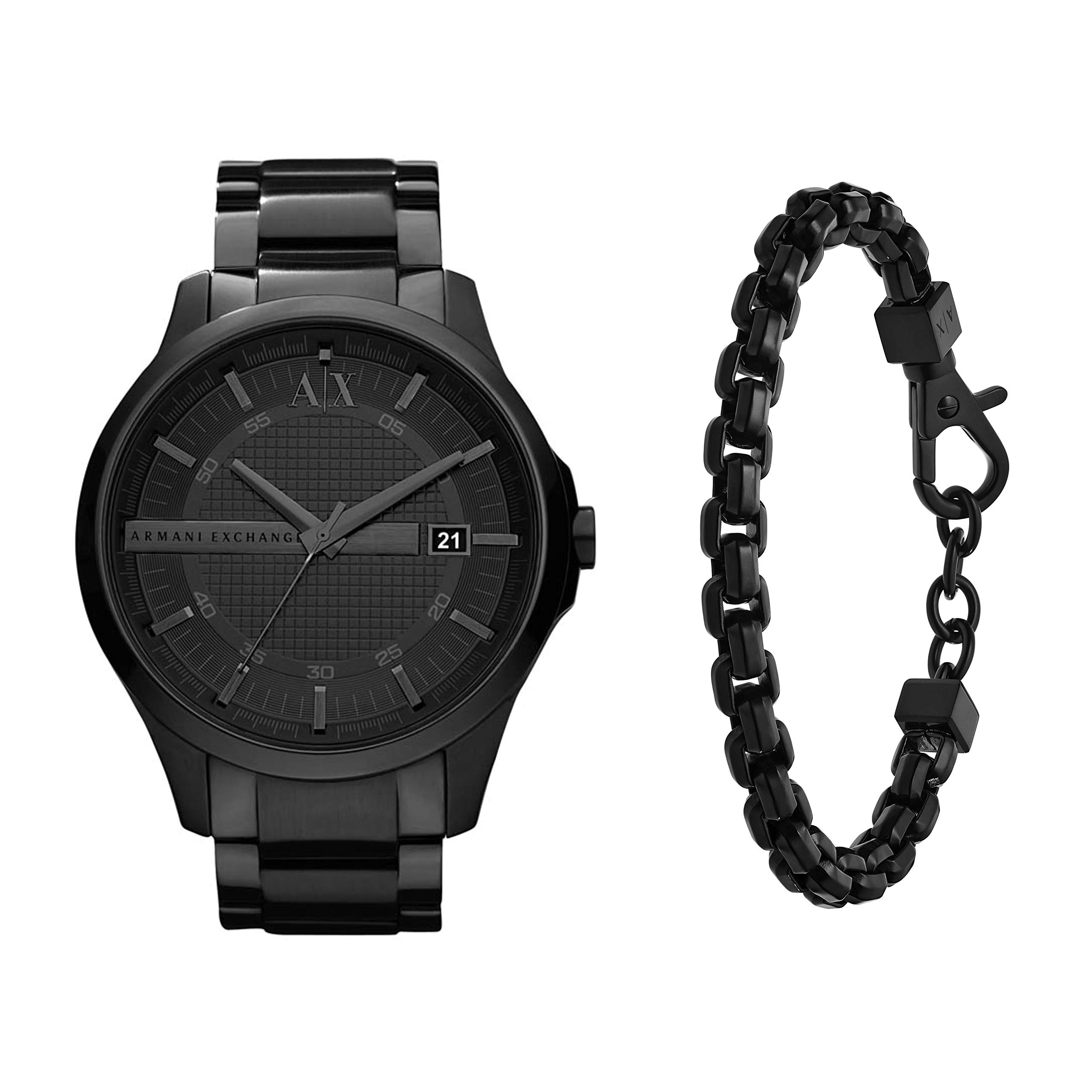 Armani Exchange Mens AX2104 Watch with Stainless Steel Chain Bracelet Black並行輸入品