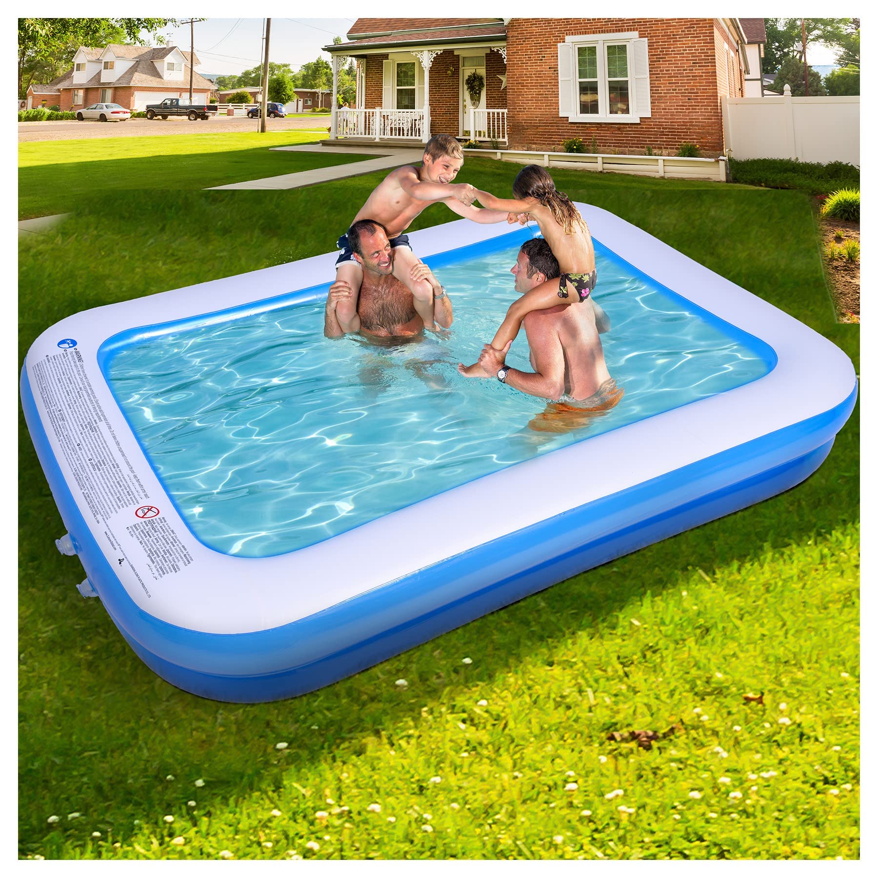 AMOCANE Inflatable Swimming Pool with Pump L120 x W 72 x H 20 in Full-Sized Family Pools Above Ground for Baby Kids Kiddi