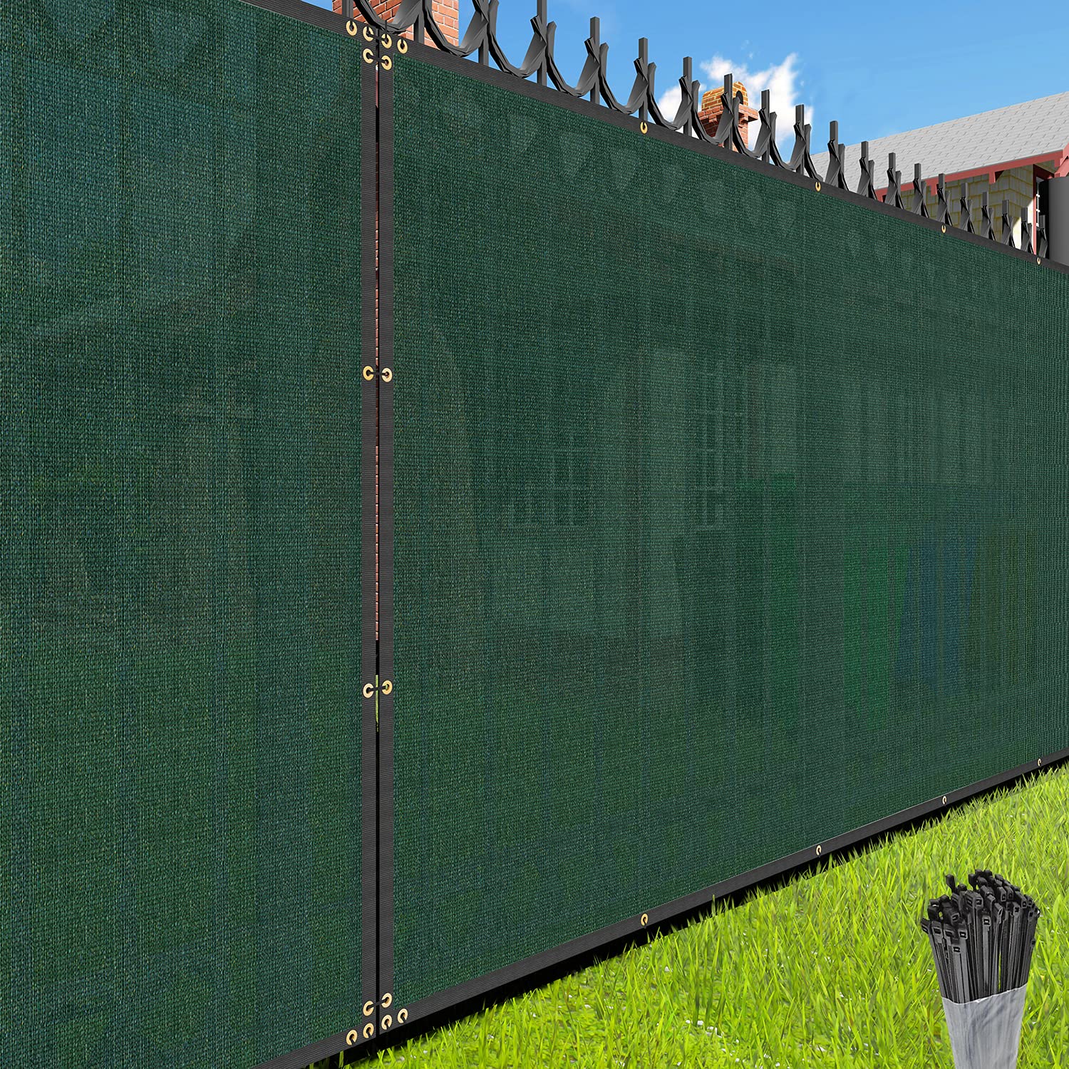 EK Sunrise 6 x 14 Privacy Fence Screen with Grommets Outdoor Windscreen Fence Covering Privacy Screen UV Blockage for Bac