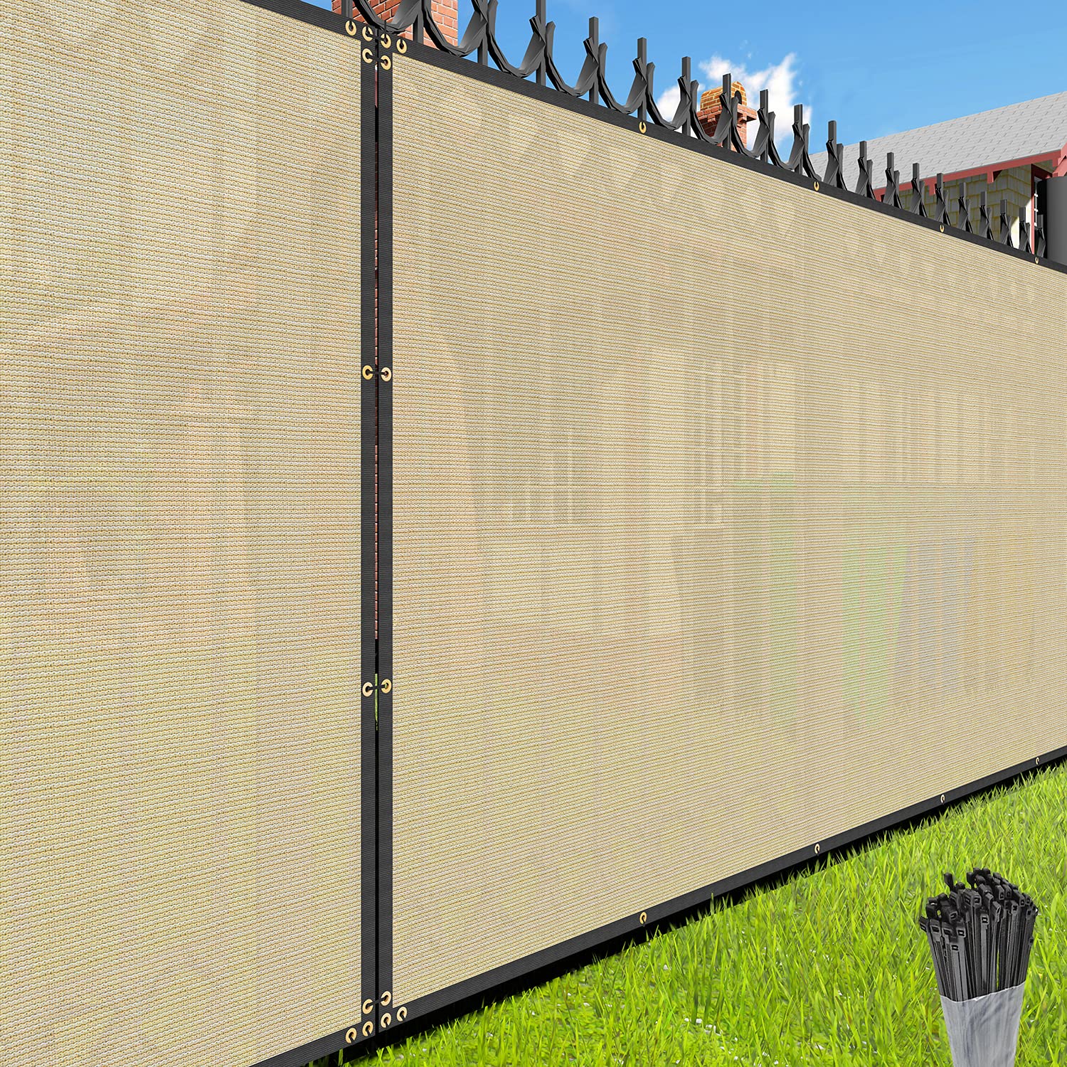 EK Sunrise 6 x 25 Privacy Fence Screen with Grommets Outdoor Windscreen Fence Covering Privacy Screen UV Blockage for Bac