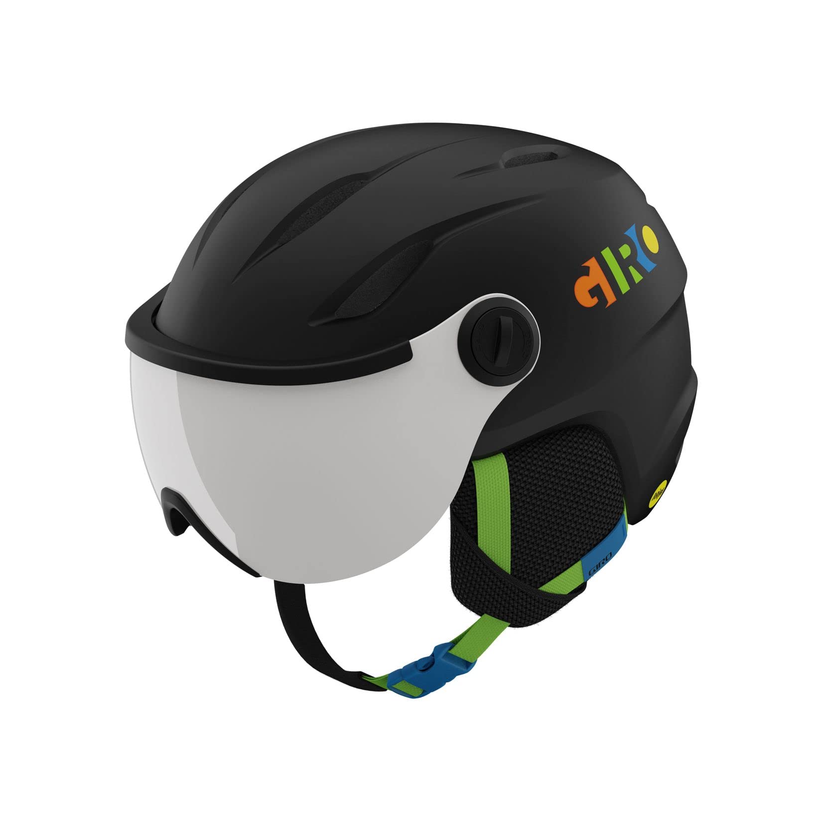 Giro Buzz MIPS Toddler Snowboard Ski Helmet wIntegrated Goggle ShieldVisor - Matte BlackParty Blocks - XS 48.5-52cm並
