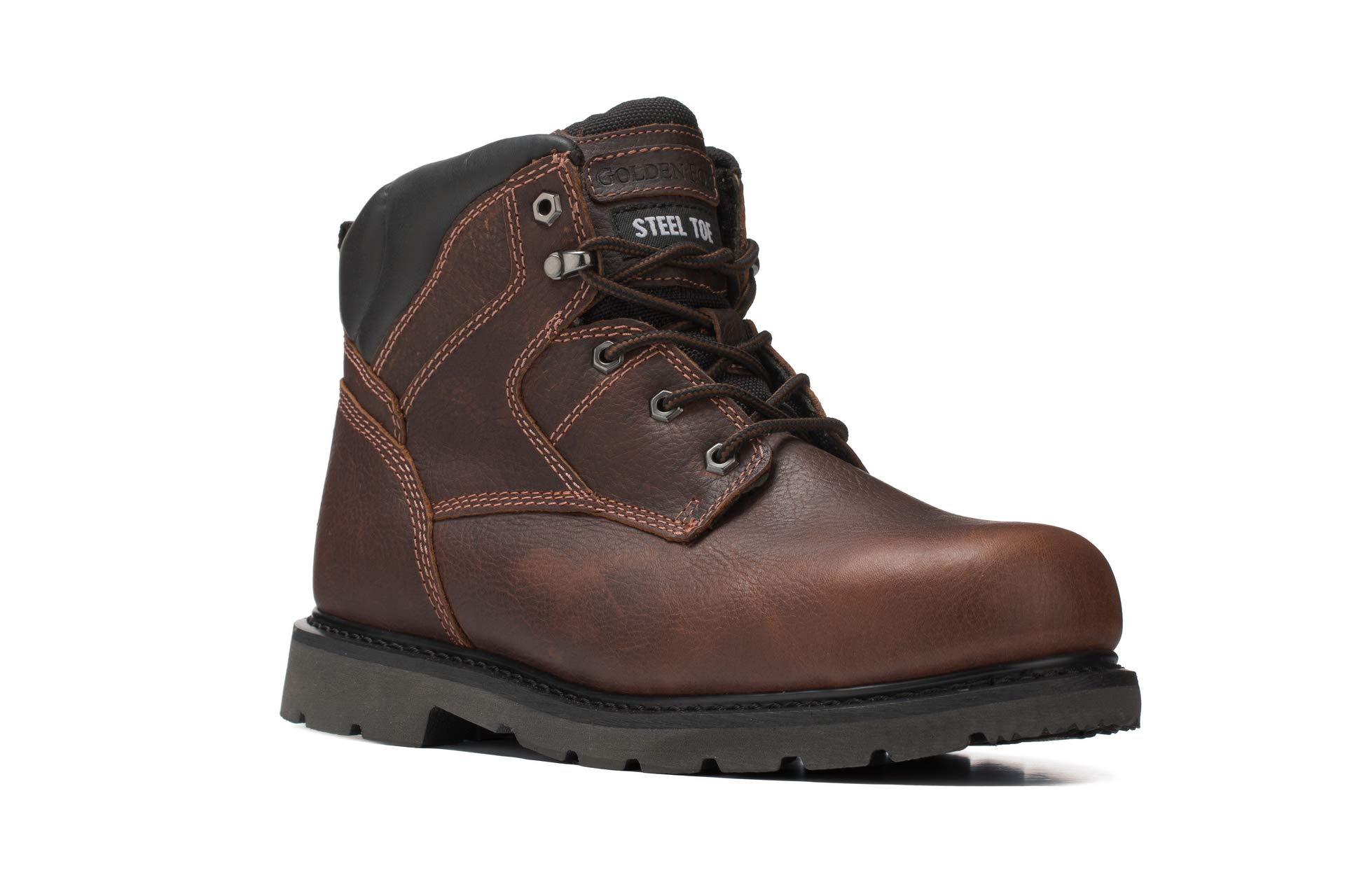Golden Fox 4017T 6 Mens Comfortable Steel Toe Industrial Construction Safety Work Boots Size 10.5 DM Brown並行輸入
