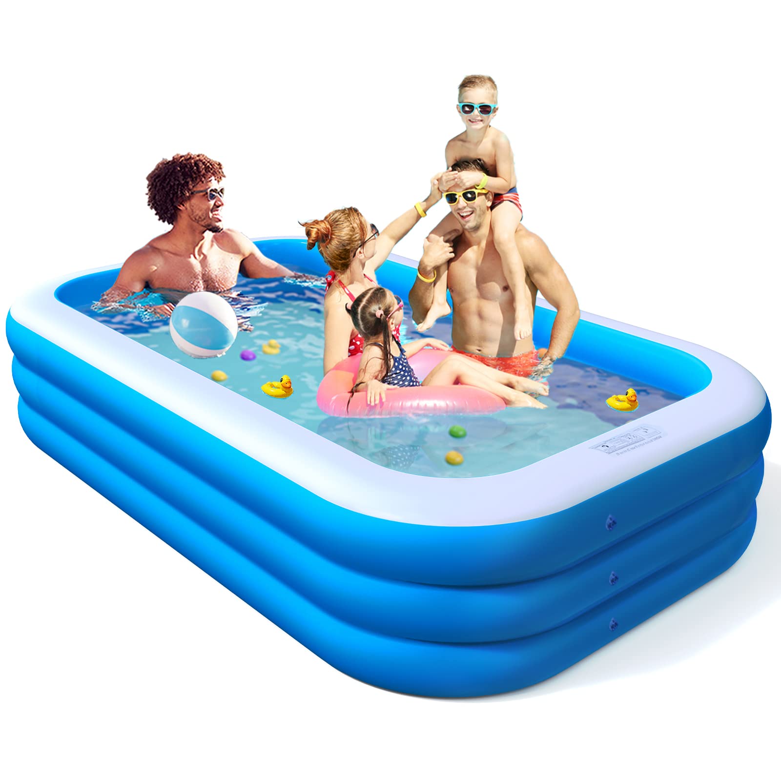 ALLADINBOX Inflatable Family Swimming Pool 118X72X22 Full-Sized Lounge Pool Large Rectangle Swim Center for Backyard Summ