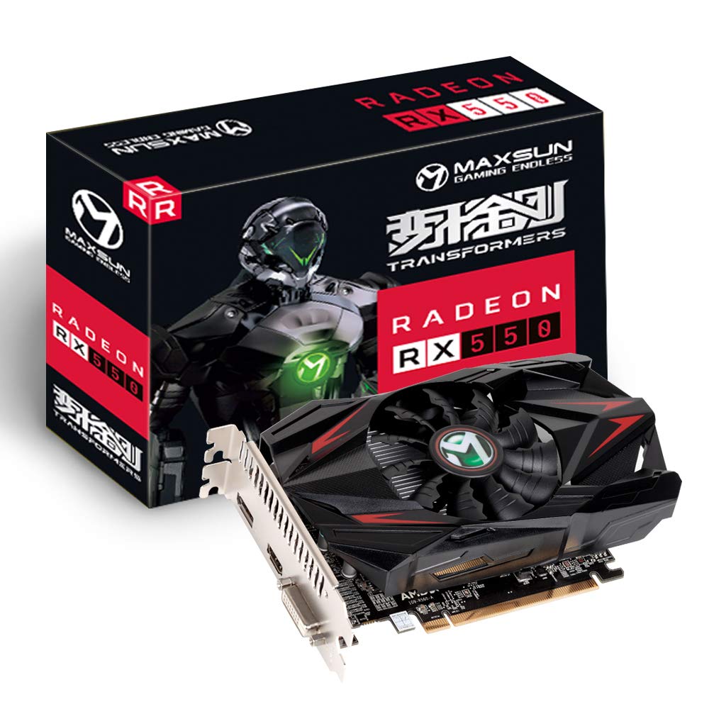 maxsun AMD Radeon RX 550 4GB GDDR5 ITX コンピューター PC ゲーミングビデオ グラフィックカード GPU 128