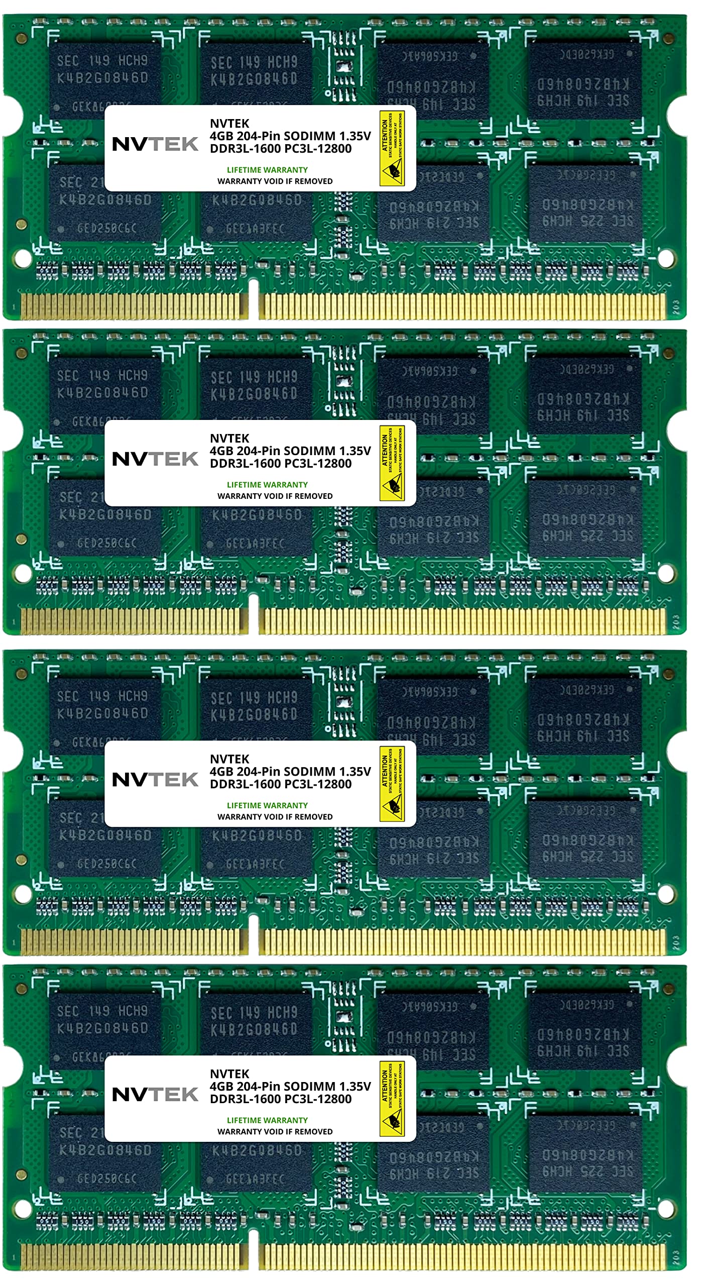 NVTEK 16GB 4x4GB DDR3-1600 PC3-12800 SODIMM ノートパソコン RAM メモリ アップグレード並行輸入品