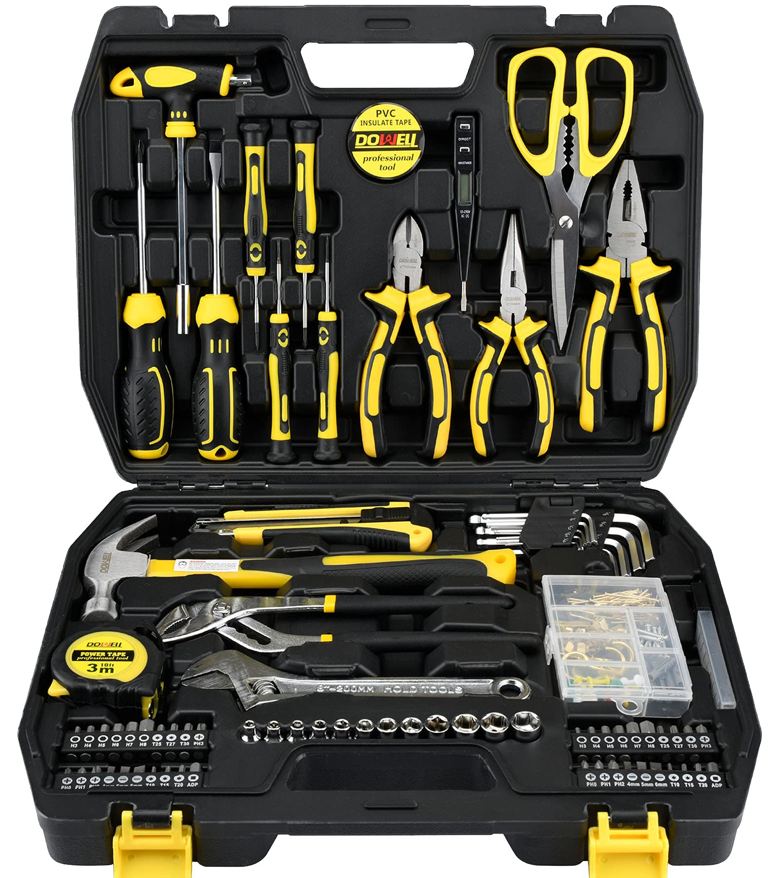 DOWELL Tool Kit Household Tool Set 185-Piece General Hand Tool Kit with Toolbox Storage Case HYT185並行輸入品