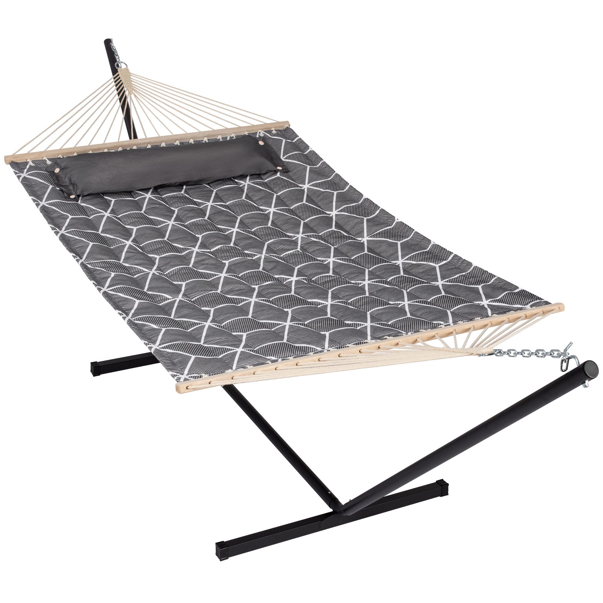 ANOW Double Hammock with Stand Included 2 Person Hammock with Stand for Outside 450 LBS Weight Capacity Gray Cube並行輸