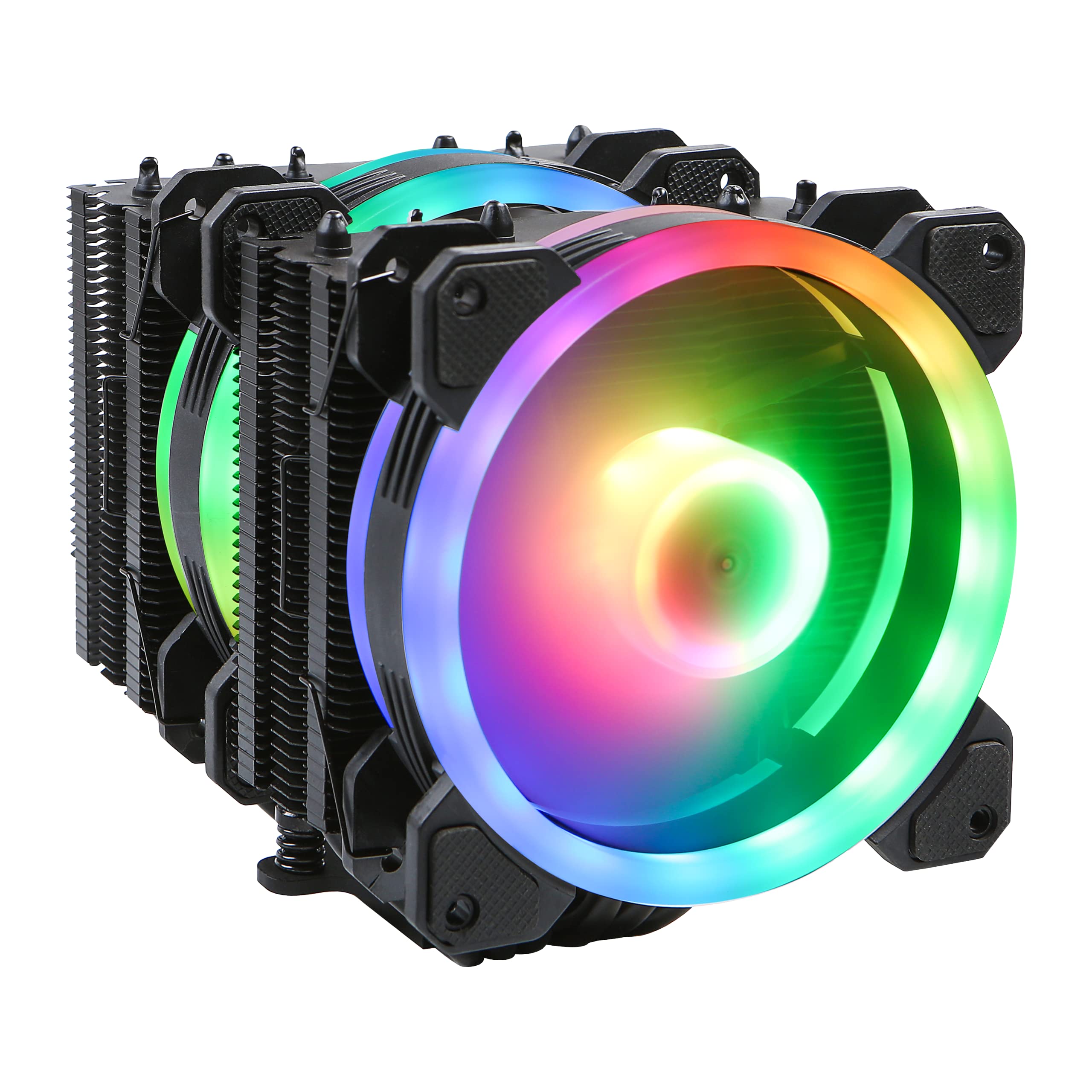 Gelid Solutions Glacier Black Dual-Tower RGB CPU Cooler - Computer Fan with 6 Heat Pipes - 2x10mm OWM ARGB Fans with High-Per