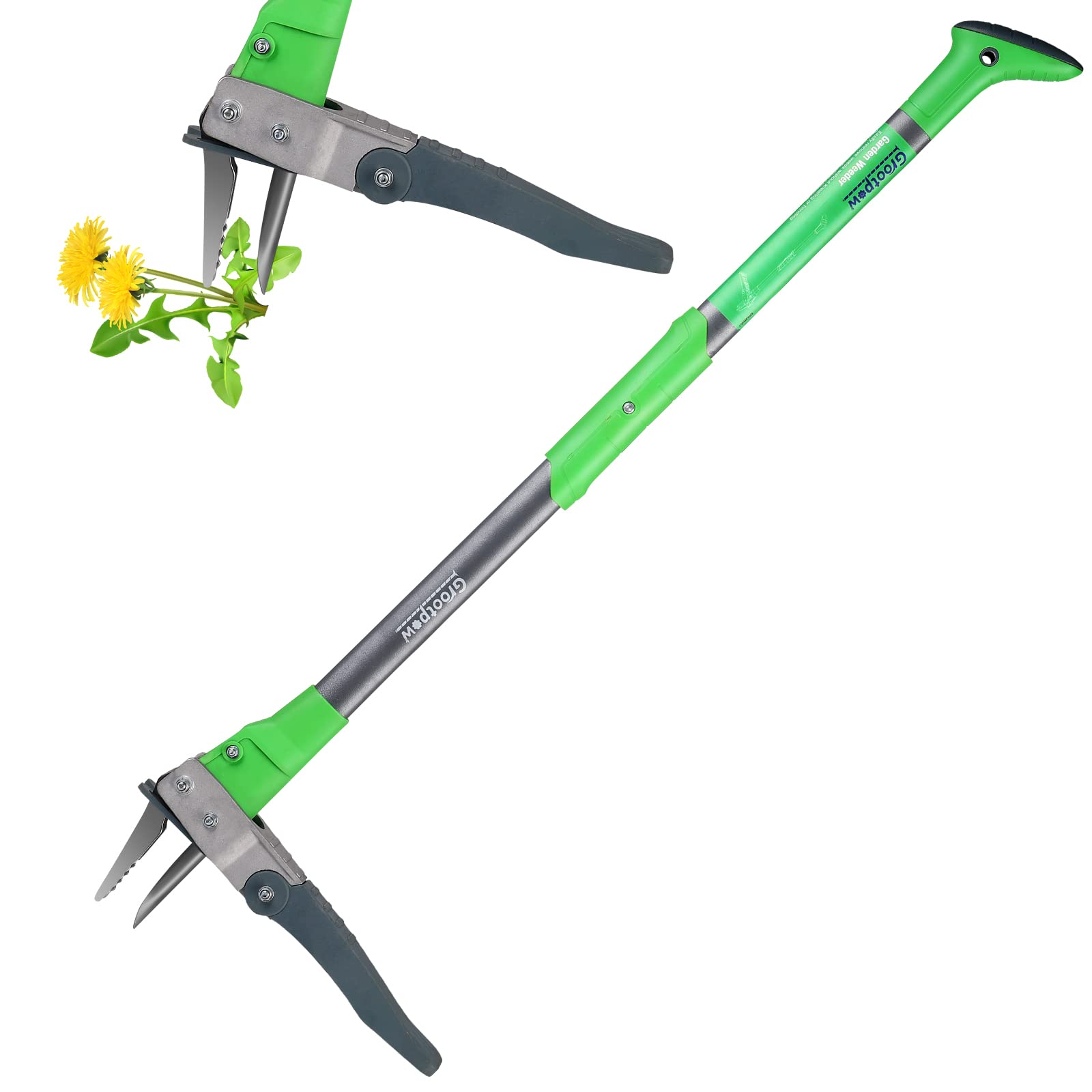 Grootpow 2023 Upgrade WP5 Weed Puller Tool Stand Up Weeder with 42 Handle 3 Claws Fiberglass Foot Pedal Weeding Tool