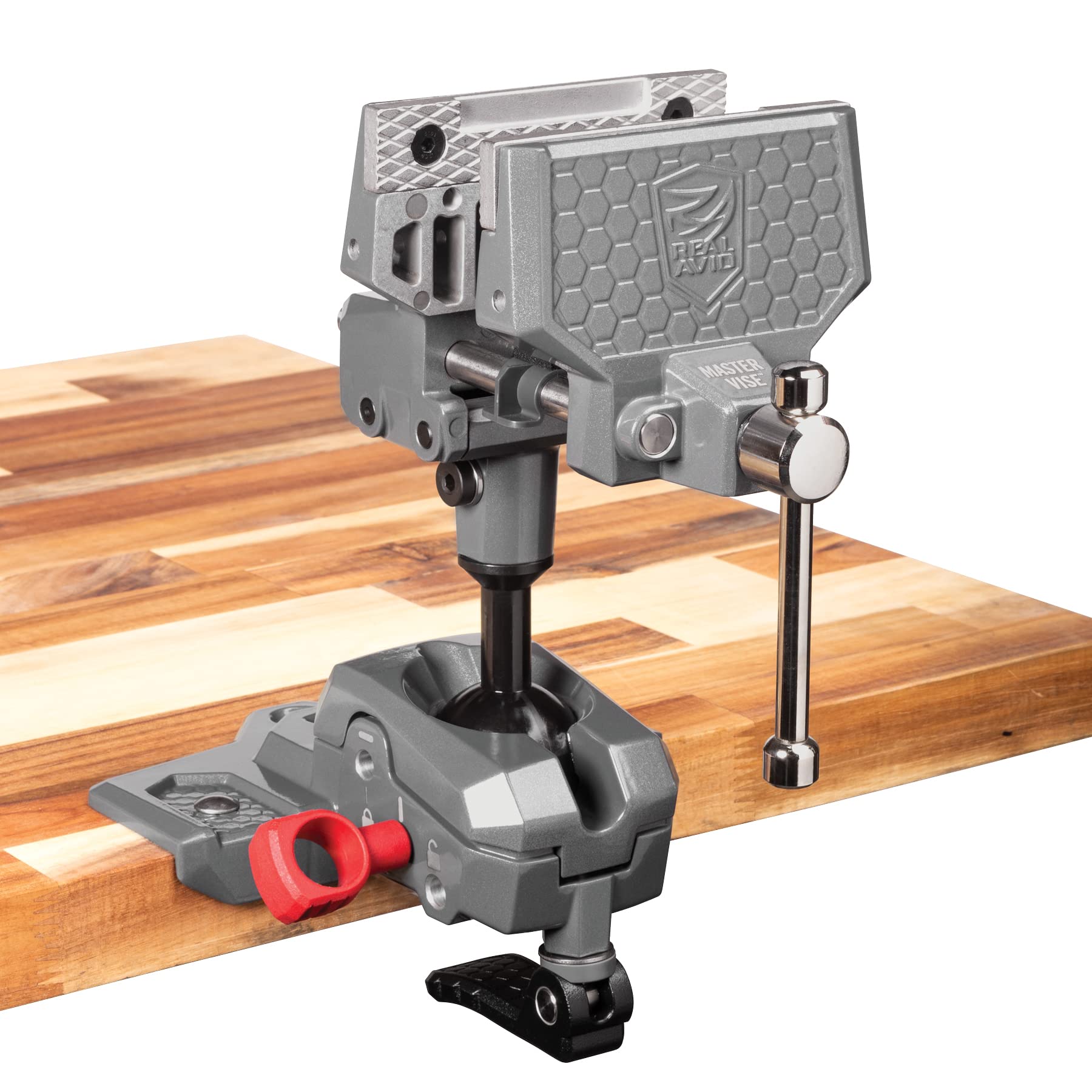 Real Avid Precision Gun Vise with Clamping Vise Jaws Swiveling Vise Body Multi-Use Handsfree Bench Vise for Scope Mounting
