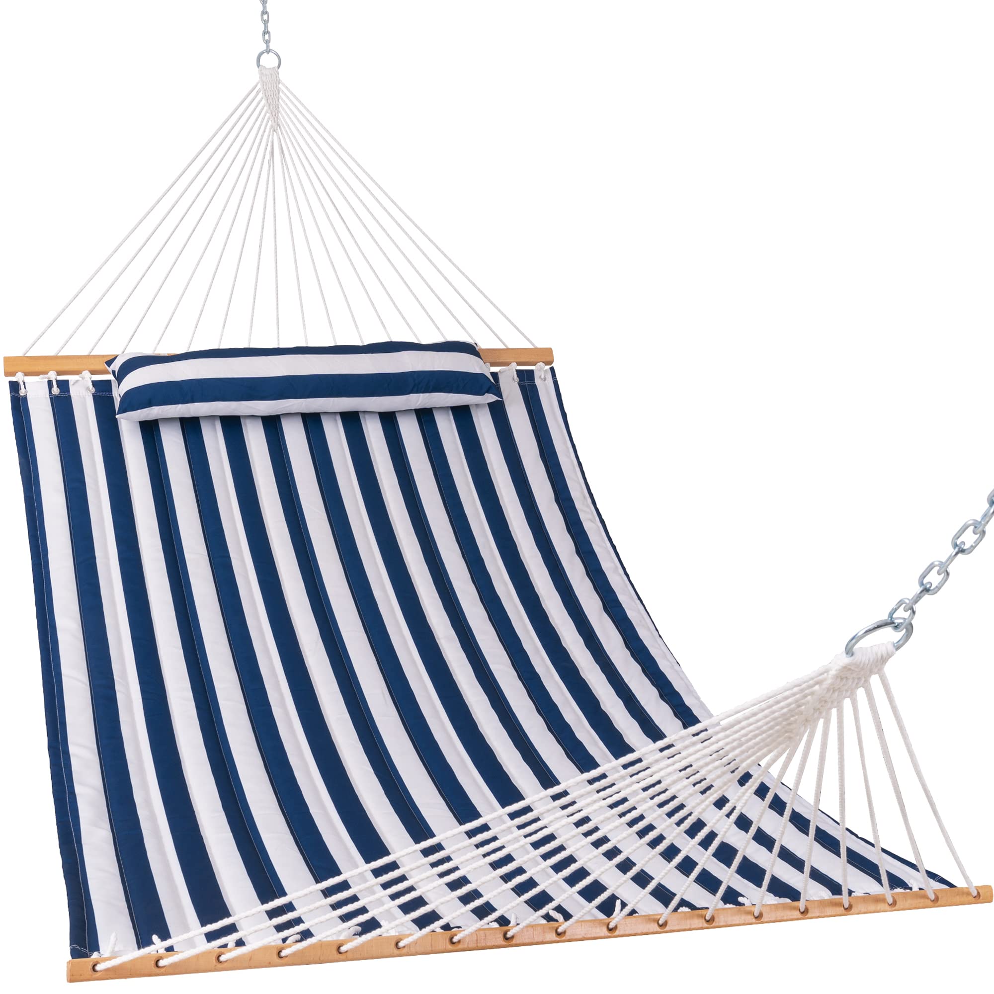 Lazy Daze Hammocks 12 FT Quilted Hammock with Spreader Bar 2-Person Double Hammock with Chains and Pillow Outdoor Hammock f