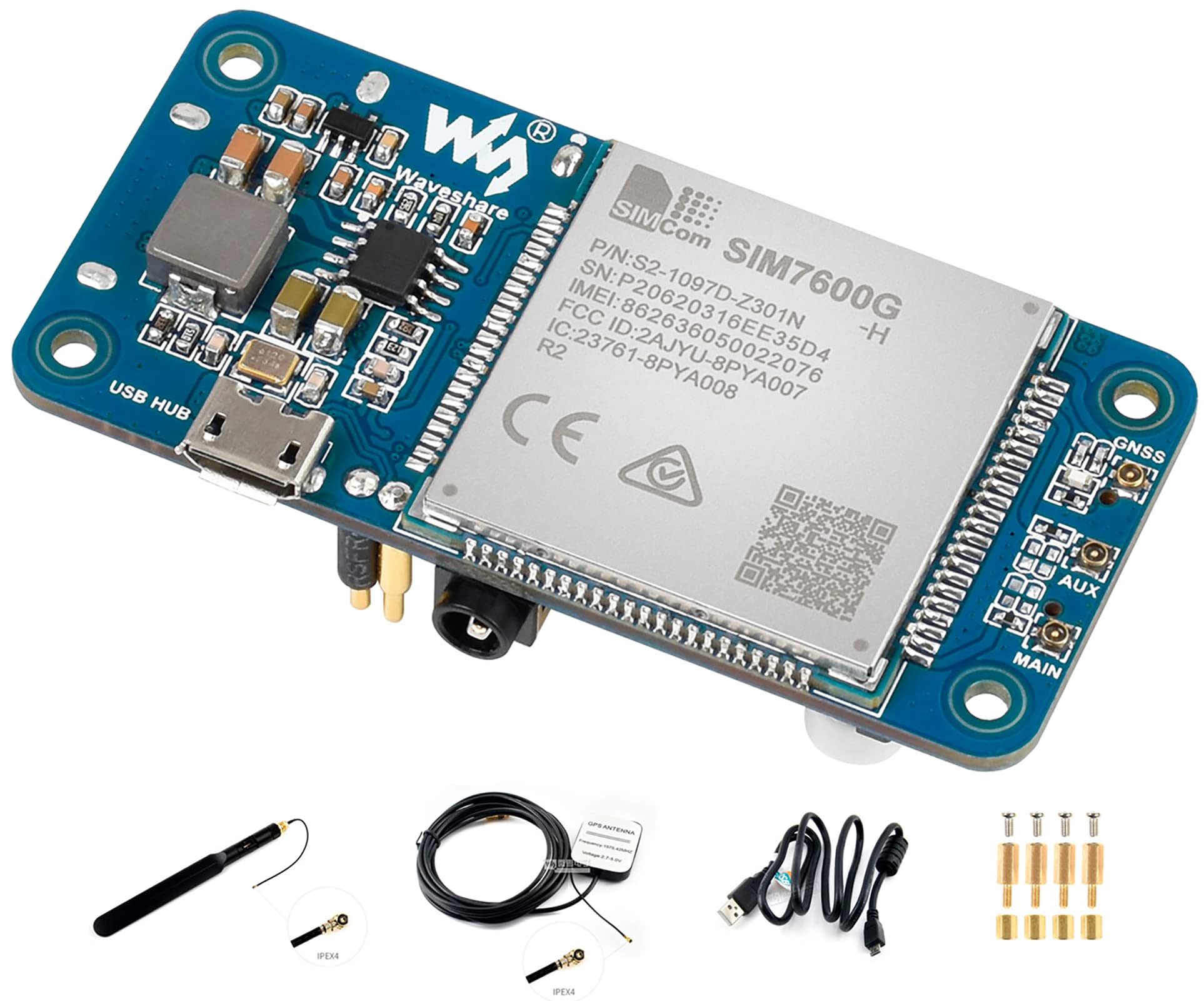 SIM7600G-H 4G HAT Board for Raspberry Pi4B3B3B2BBAZeroZero WH and PCSupport LTE Cat-4 4G 3G 2G Communication and G