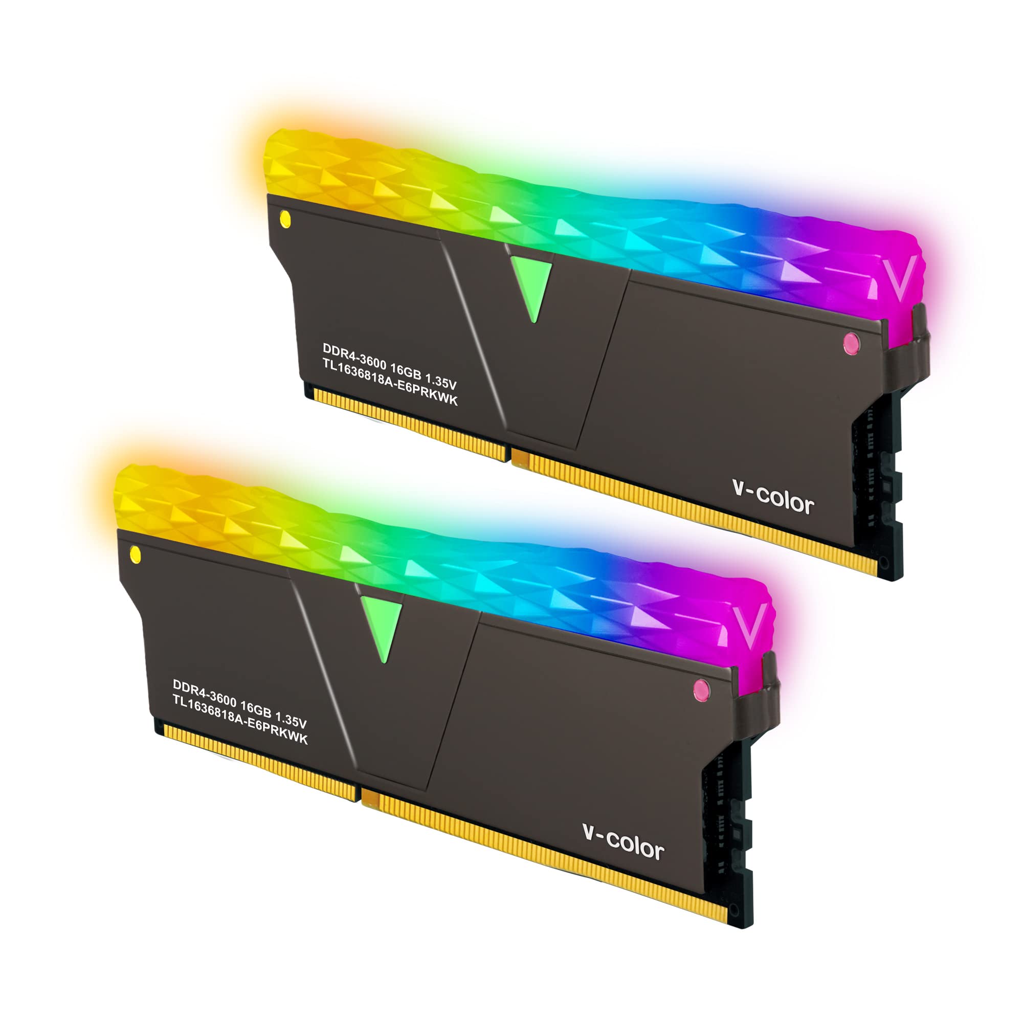 v-Color Prism Pro DDR4 32GB 2 x 16GB 3600MHz PC4-28800 CL18 RGB ゲーミング デスクトップ RAM メモリモジュ
