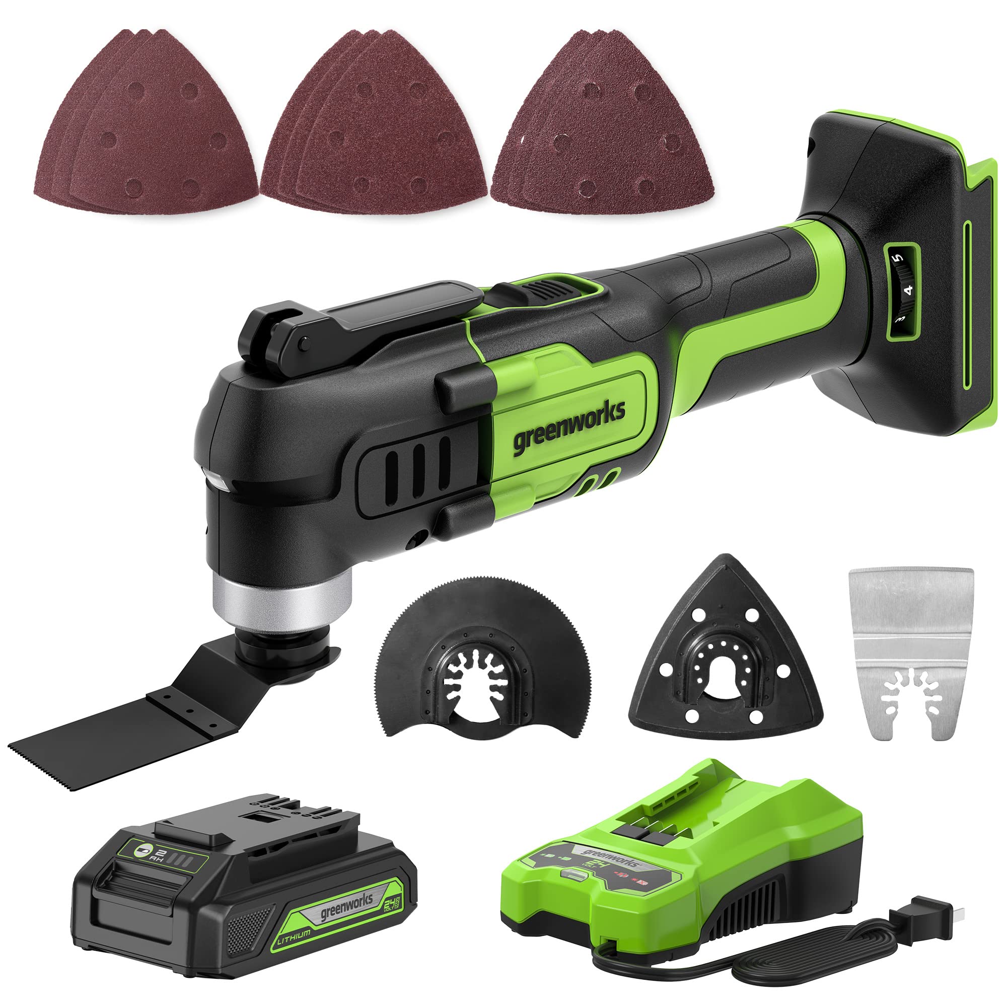 Greenworks 24V Cordless Multi-Tool 13 Accessories 2.0Ah Battery and Charger Included並行輸入品
