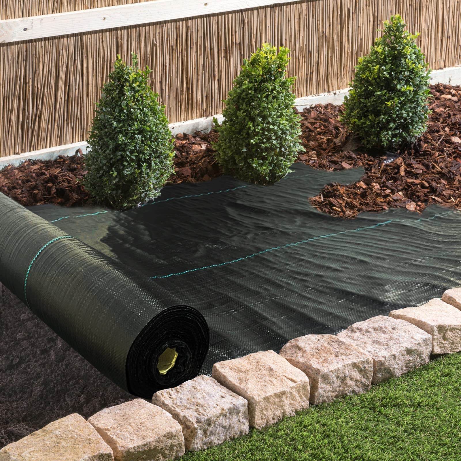 LGJIAOJIAO 6.5ftx330ft Weed Barrier Landscape Fabric Heavy Duty Weed Block Gardening Ground Cover Mat Weed Control Garden